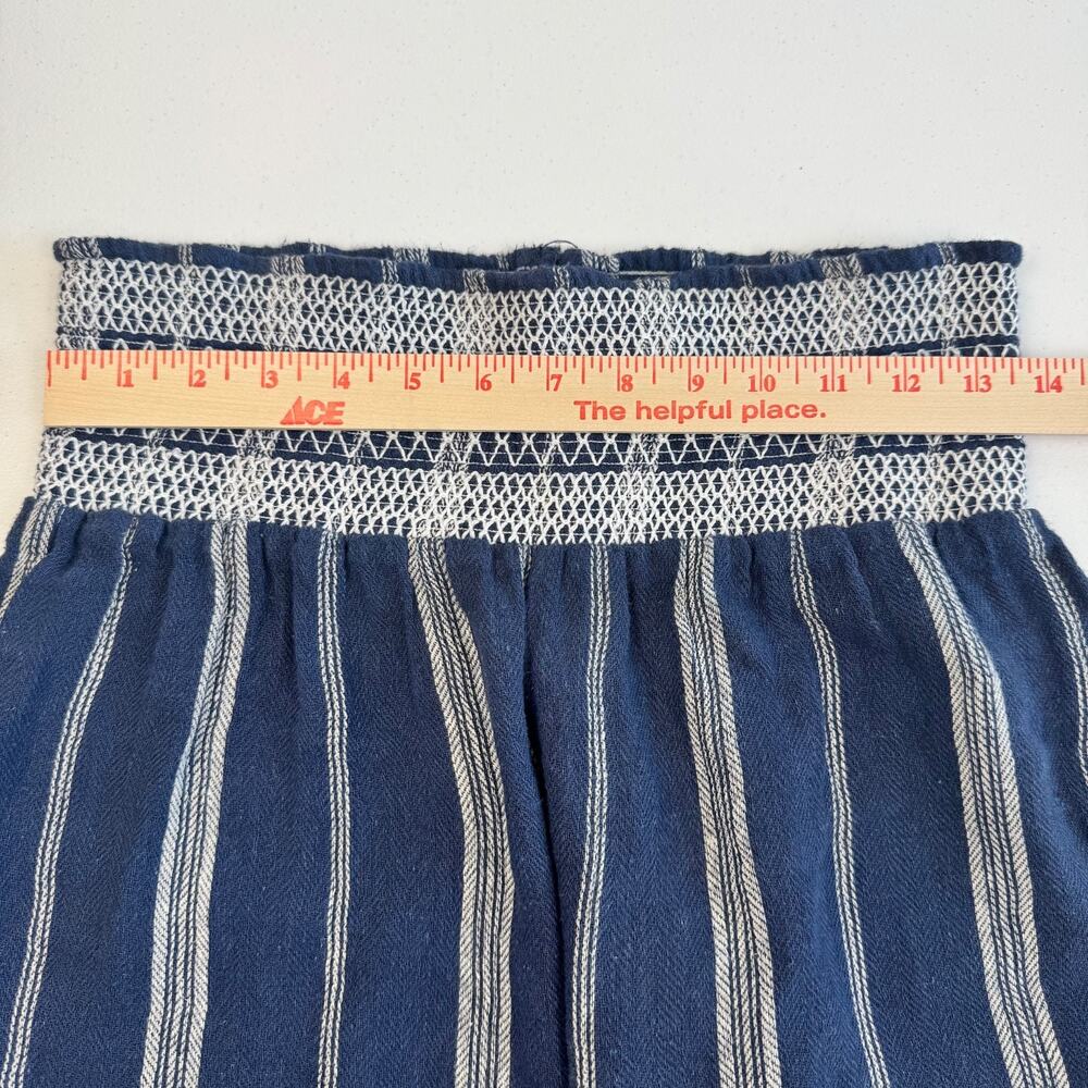 Indigo Rein Pants Womens Size Medium Blue White Striped Blend Wide Leg Smocked - Picture 10 of 10